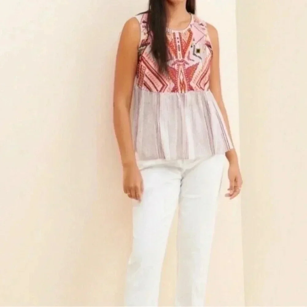 ANTHROPOLOGIE DOLAN EMBROIDERED TANK - Picture 2 of 11